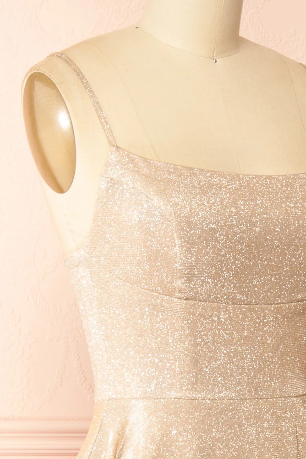 Fadia Champagne | Sparkly Maxi Dress w/ Slit and Pockets sold by Boutique 1861 product image thumbnail 5
