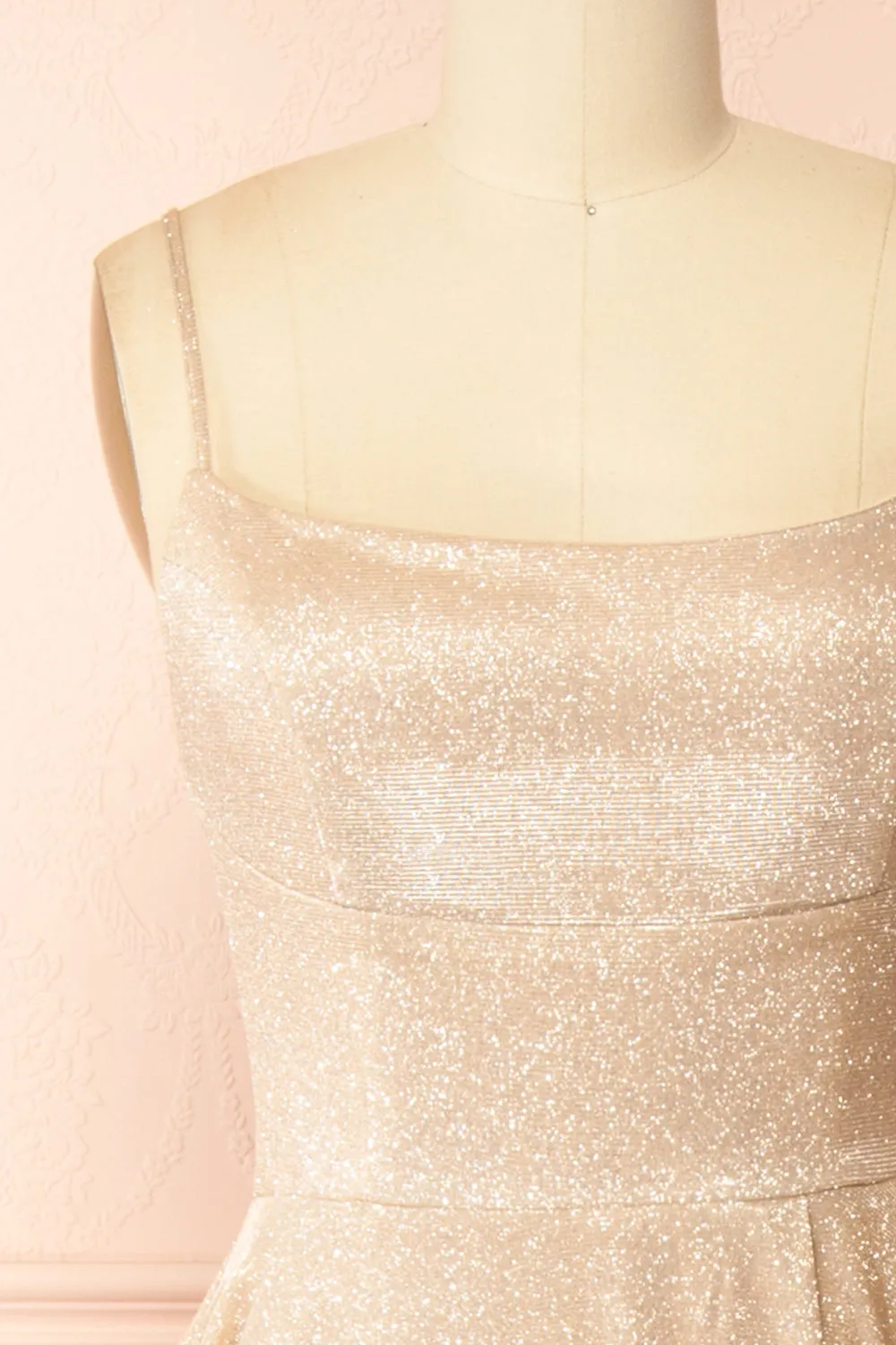 Fadia Champagne | Sparkly Maxi Dress w/ Slit and Pockets sold by Boutique 1861 product image thumbnail 3