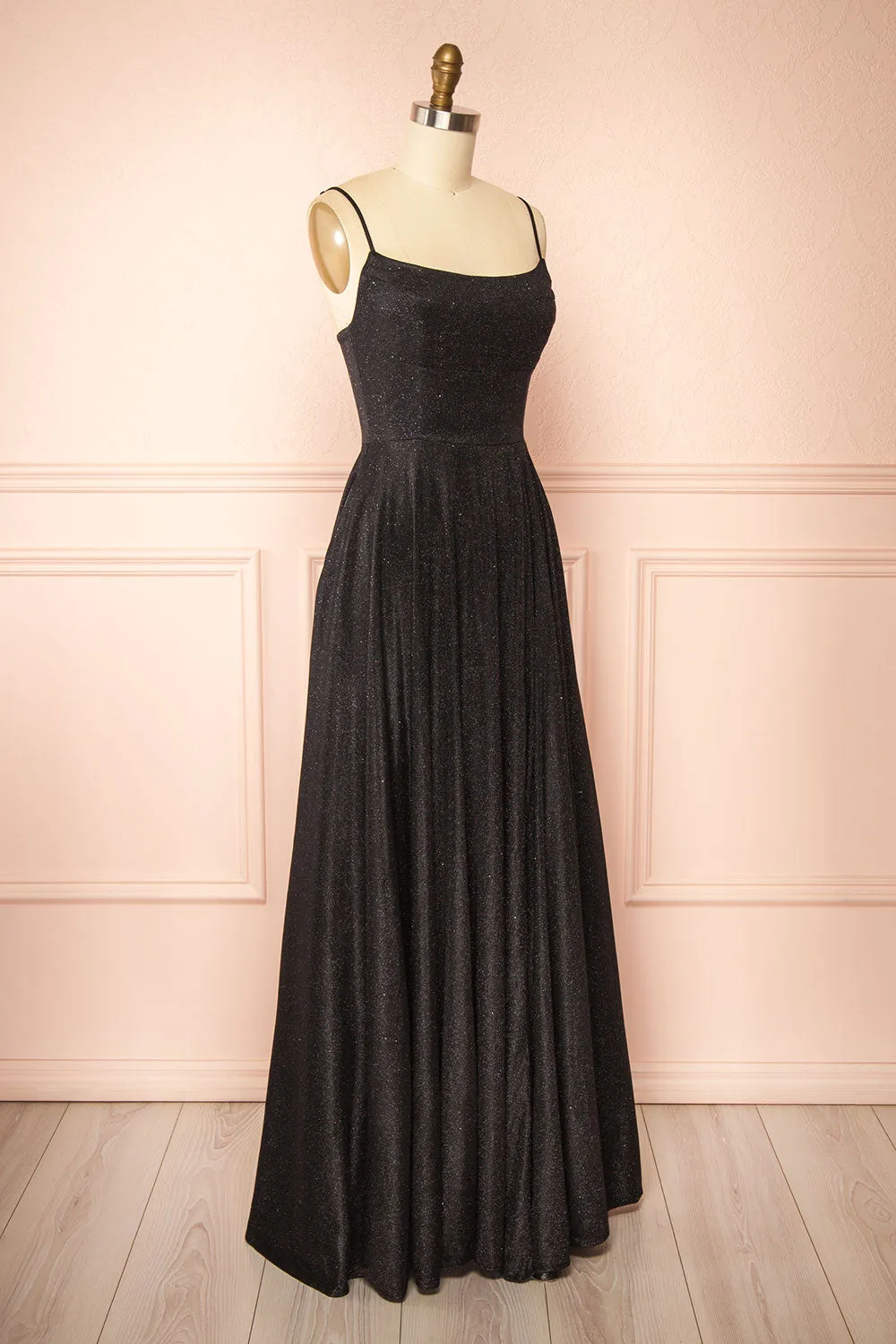 Fadia Black | Sparkly Maxi Dress w/ Slit and Pockets sold by Boutique 1861 product image thumbnail 4