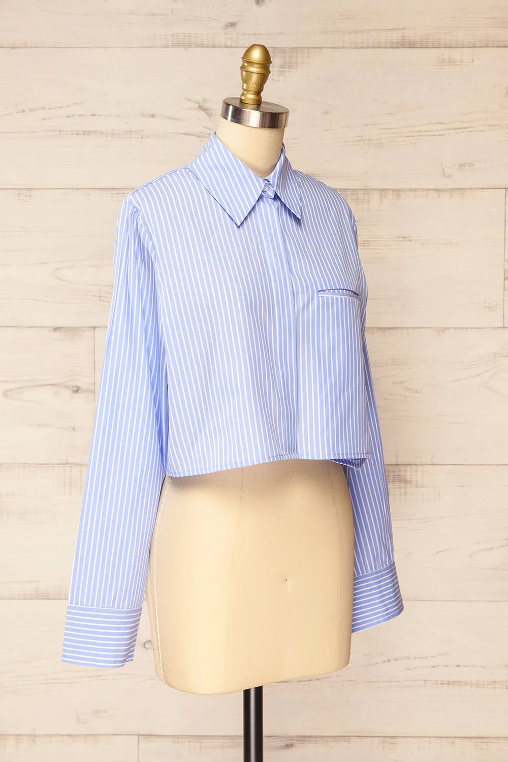 Chandler | Cropped Striped Blue Shirt sold by Boutique 1861 product image thumbnail 3