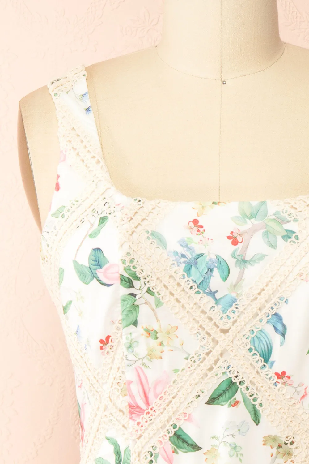Veraya | Short White Floral Dress w/ Lace Detailing sold by Boutique 1861 product image thumbnail 3