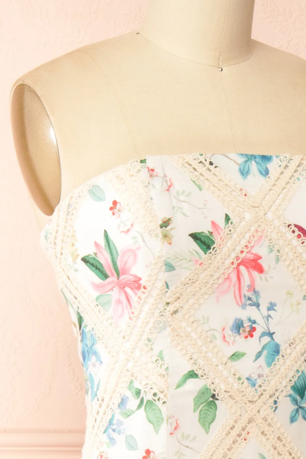 Manon | White Midi Floral Dress w/ Lace Detailing sold by Boutique 1861 product image thumbnail 5