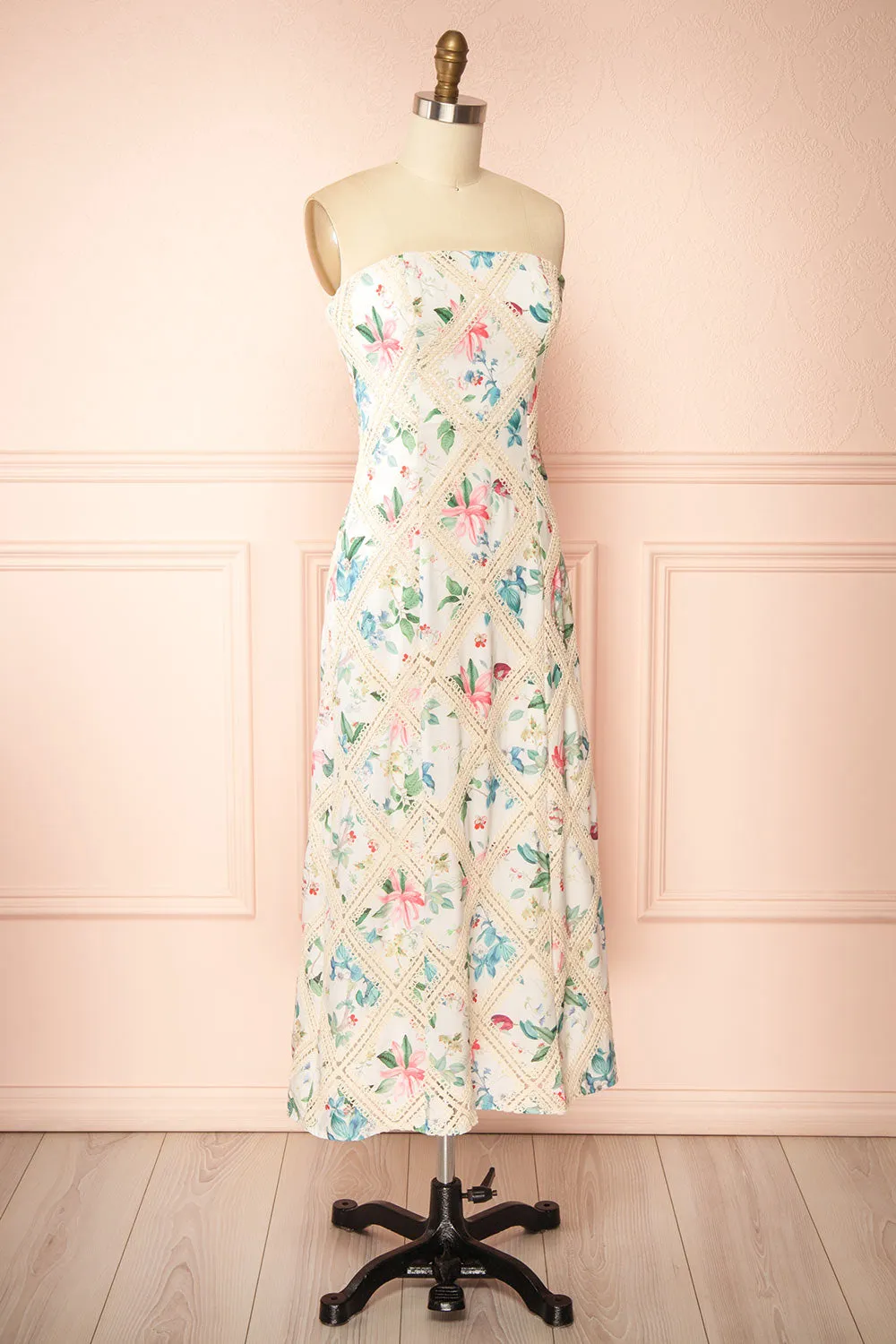 Manon | White Midi Floral Dress w/ Lace Detailing sold by Boutique 1861 product image thumbnail 4