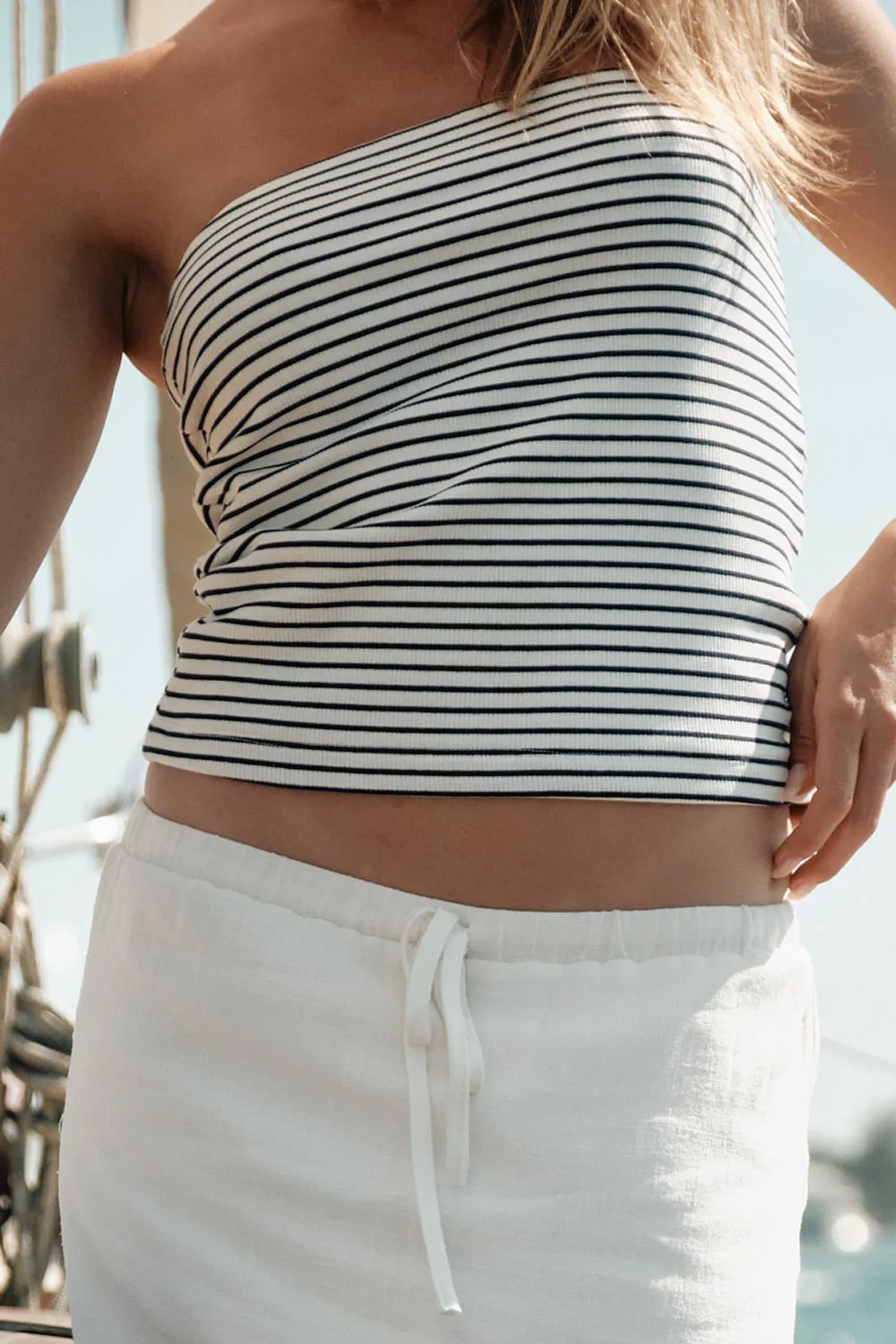 Aleixia Navy Stripes | Ribbed Tube Top | Dailystory sold by Boutique 1861 product image thumbnail 3