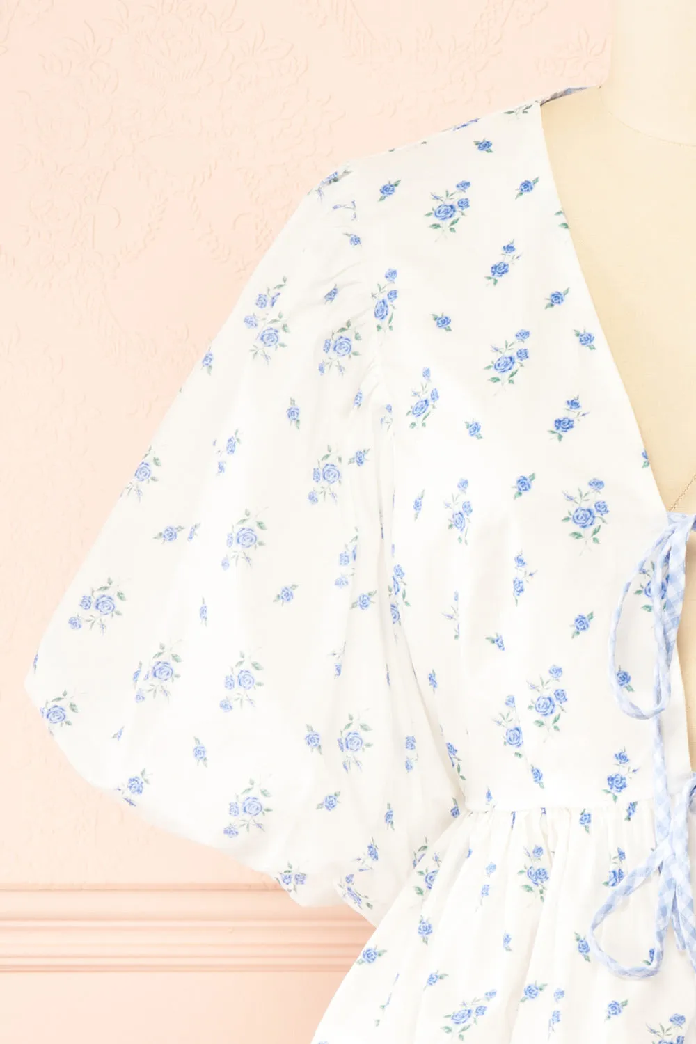 Mayssa Blue | Floral Tie-Front Puffy Sleeve Blouse sold by Boutique 1861 product image thumbnail 2