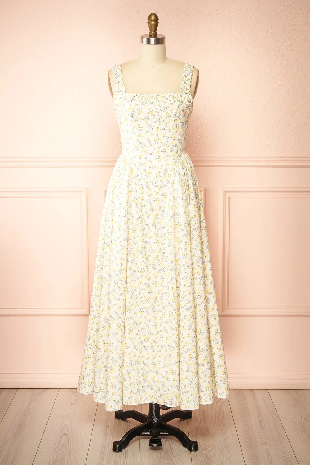 Maiko | Yellow Floral Pattern Maxi Dress sold by Boutique 1861