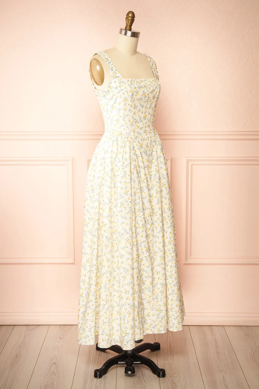 Maiko | Yellow Floral Pattern Maxi Dress sold by Boutique 1861 product image thumbnail 4