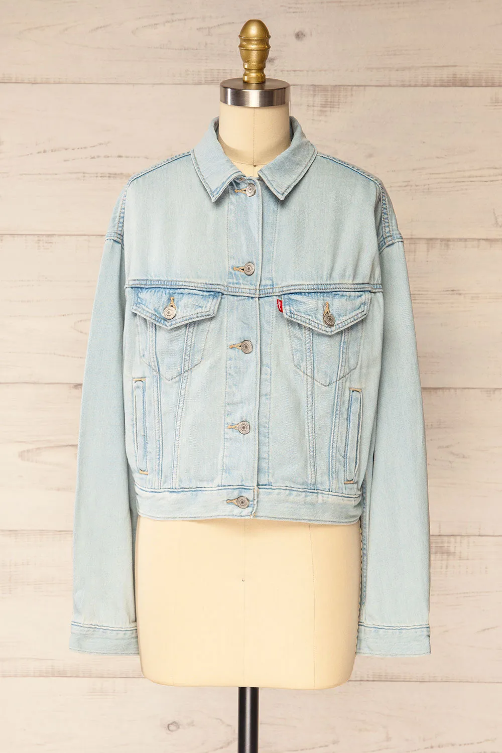 Bazar | Cropped Denim Jacket with Pockets sold by Boutique 1861
