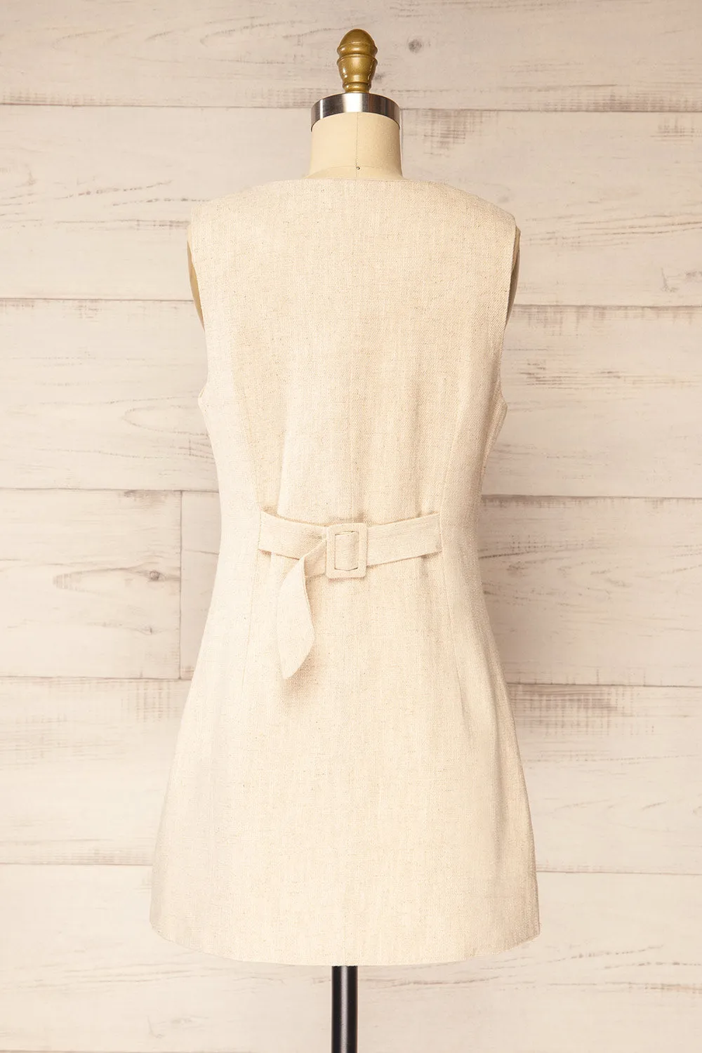 Ghami | Beige Button-Down Mini Dress with Pockets sold by Boutique 1861 product image thumbnail 5