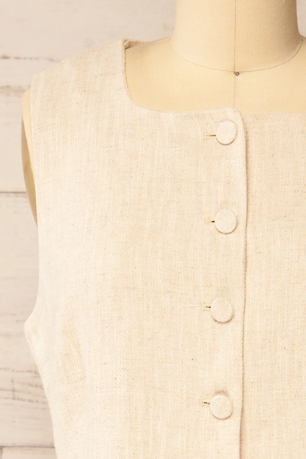 Ghami | Beige Button-Down Mini Dress with Pockets sold by Boutique 1861 product image thumbnail 2