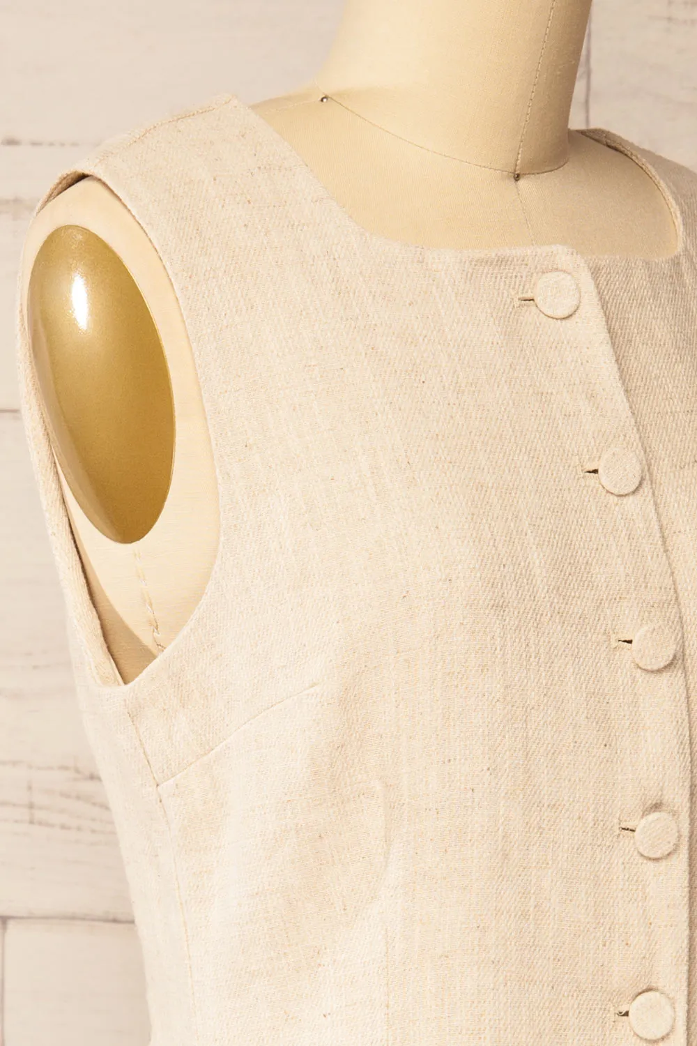 Ghami | Beige Button-Down Mini Dress with Pockets sold by Boutique 1861 product image thumbnail 4