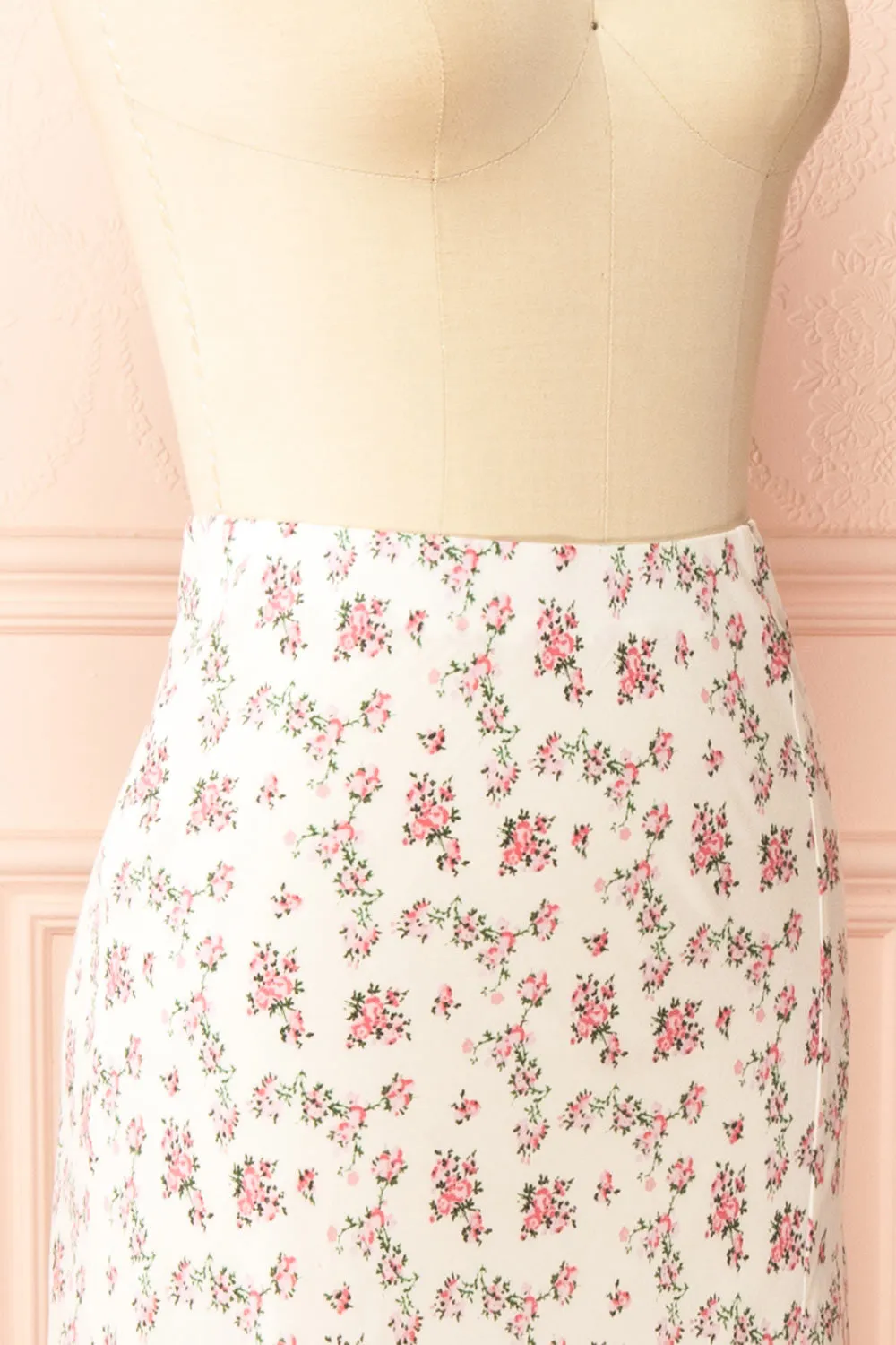 Bithia Pink | Long White Skirt with Floral Pattern sold by Boutique 1861 product image thumbnail 5