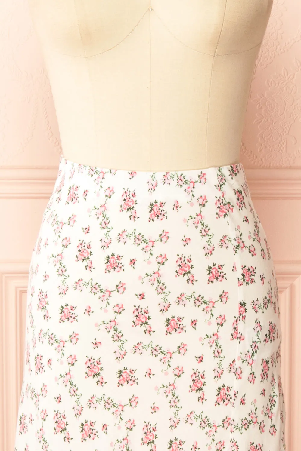 Bithia Pink | Long White Skirt with Floral Pattern sold by Boutique 1861 product image thumbnail 3