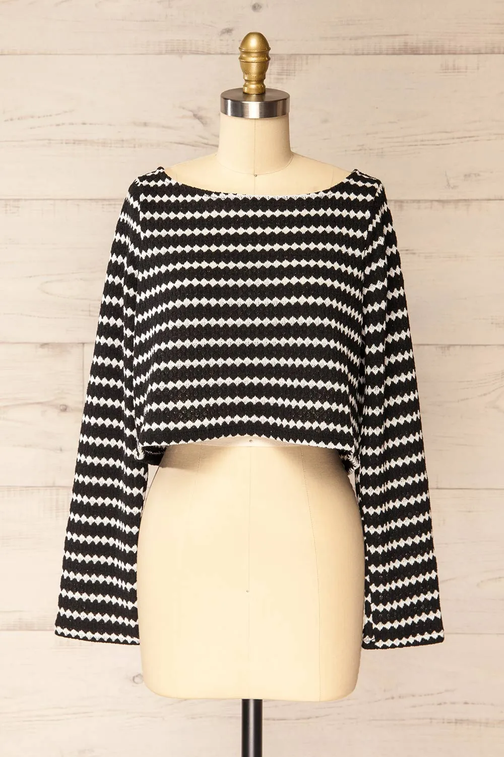 Haumi Black | Cropped Diamond-Patterned Knit Top sold by Boutique 1861
