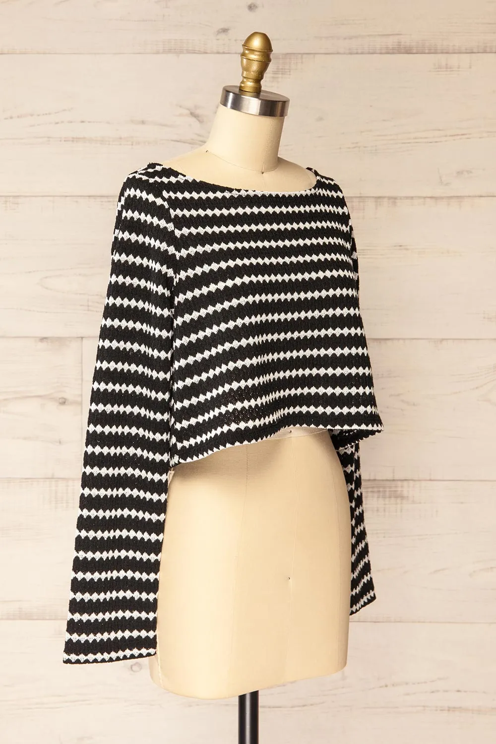 Haumi Black | Cropped Diamond-Patterned Knit Top sold by Boutique 1861 product image thumbnail 3