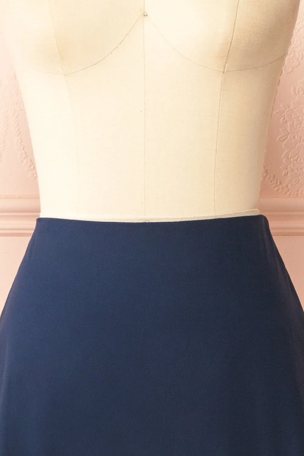 Maryam | Navy A-Line Skirt with Floral Embroidery sold by Boutique 1861 product image thumbnail 3