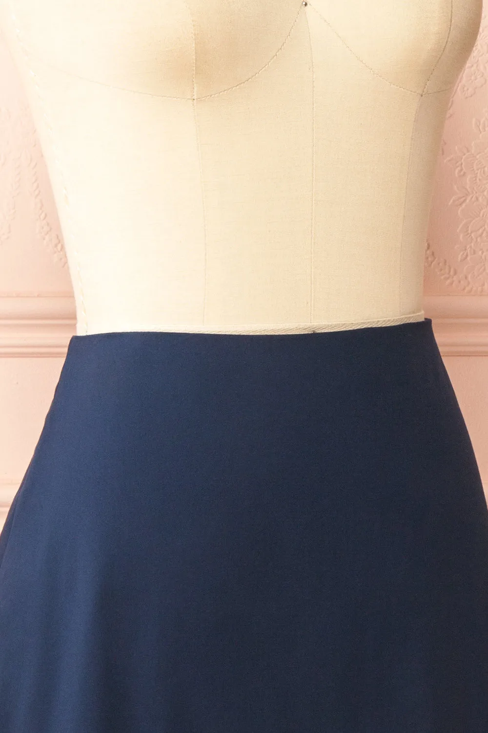 Maryam | Navy A-Line Skirt with Floral Embroidery sold by Boutique 1861 product image thumbnail 5