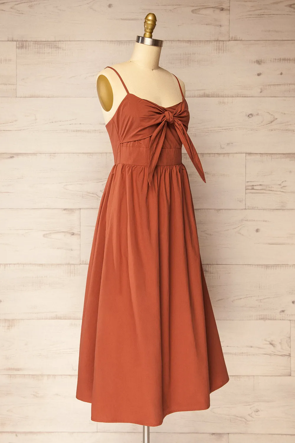 Daloa | Rust Midi Dress with Bow Detailing and Pockets sold by Boutique 1861 product image thumbnail 3