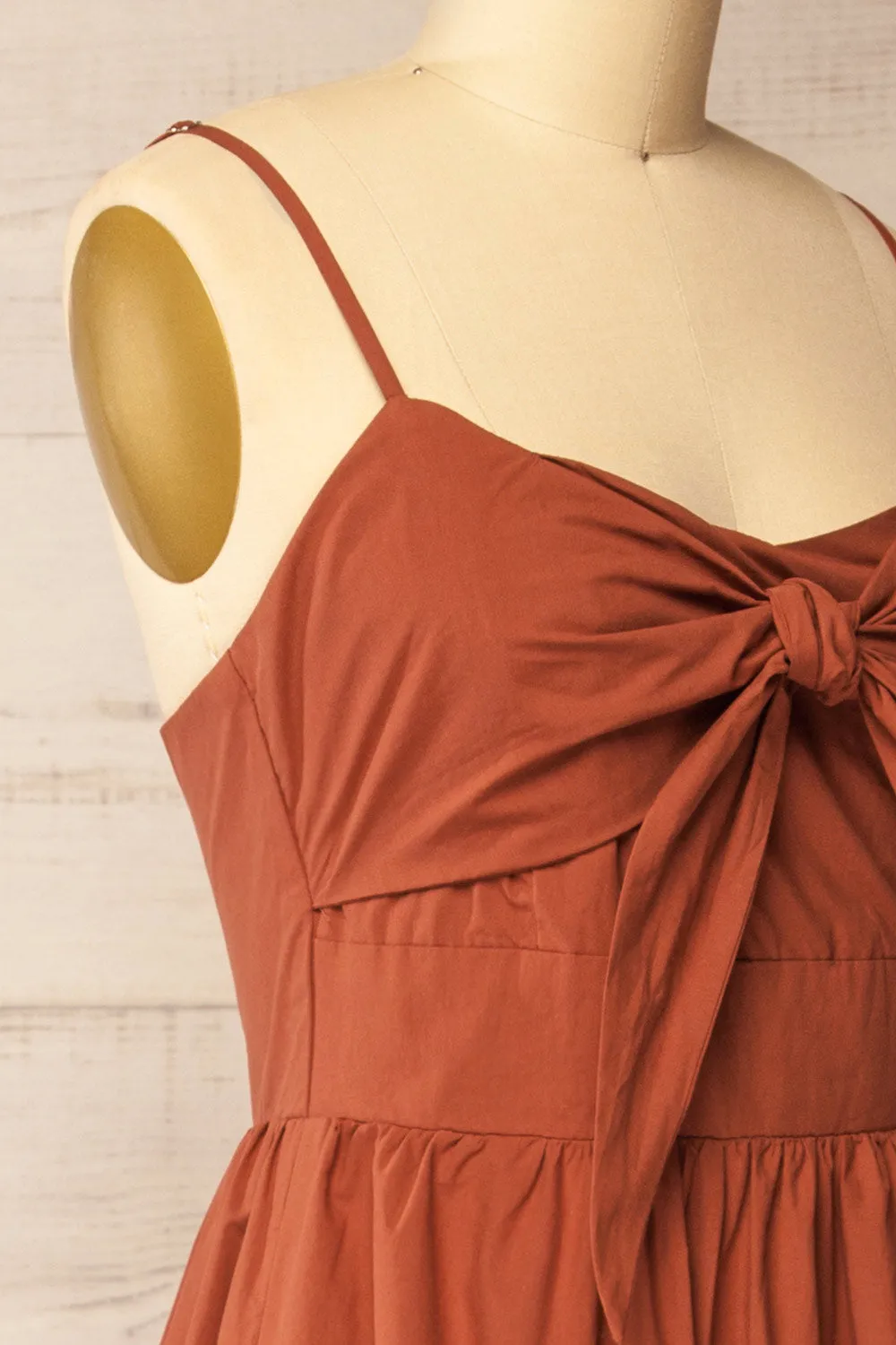 Daloa | Rust Midi Dress with Bow Detailing and Pockets sold by Boutique 1861 product image thumbnail 4