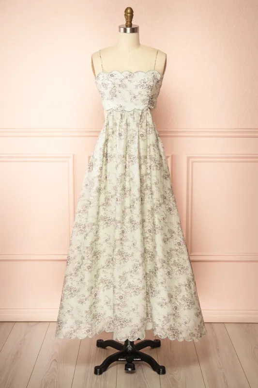 Manela | Long A-Line Floral Dress with Back Cut-Out sold by Boutique 1861