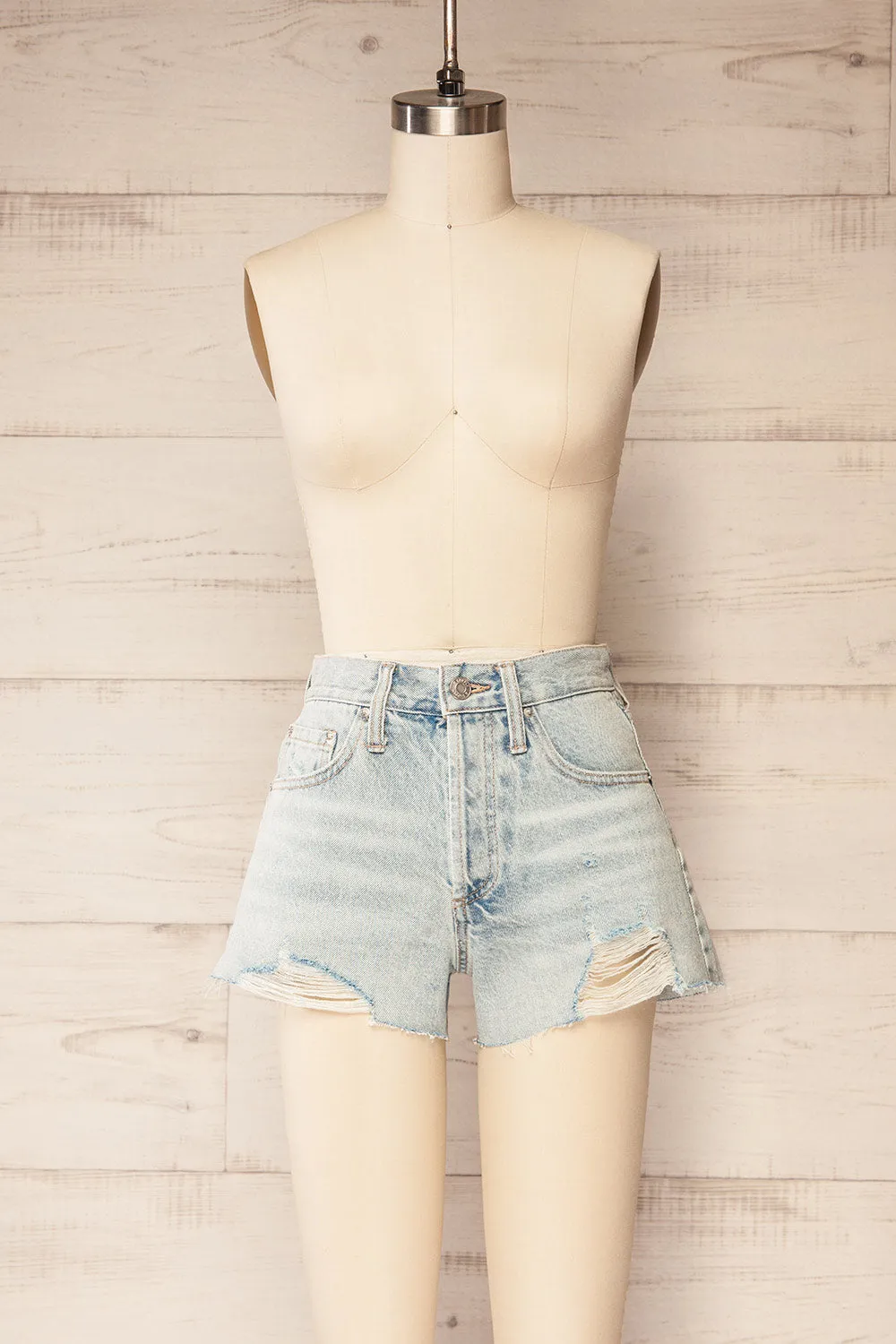 Dugla Light Wash | High-Waisted Denim Shorts sold by Boutique 1861