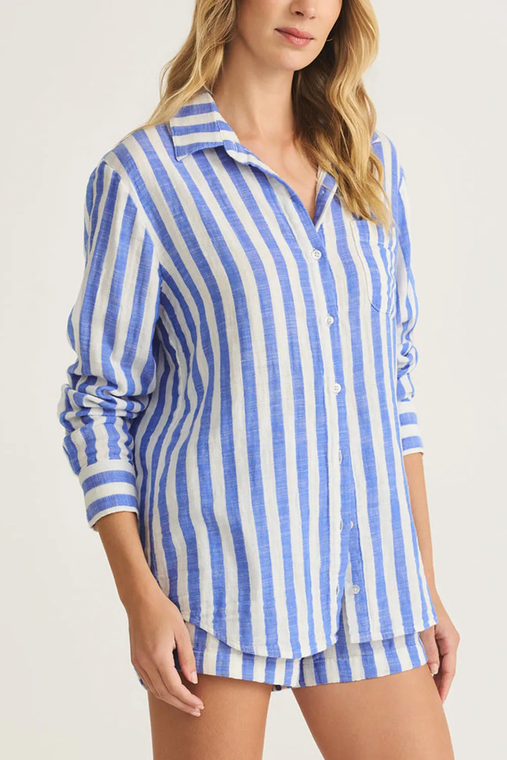 Cucuta | Blue Striped Cotton Shirt sold by Boutique 1861 product image thumbnail 2