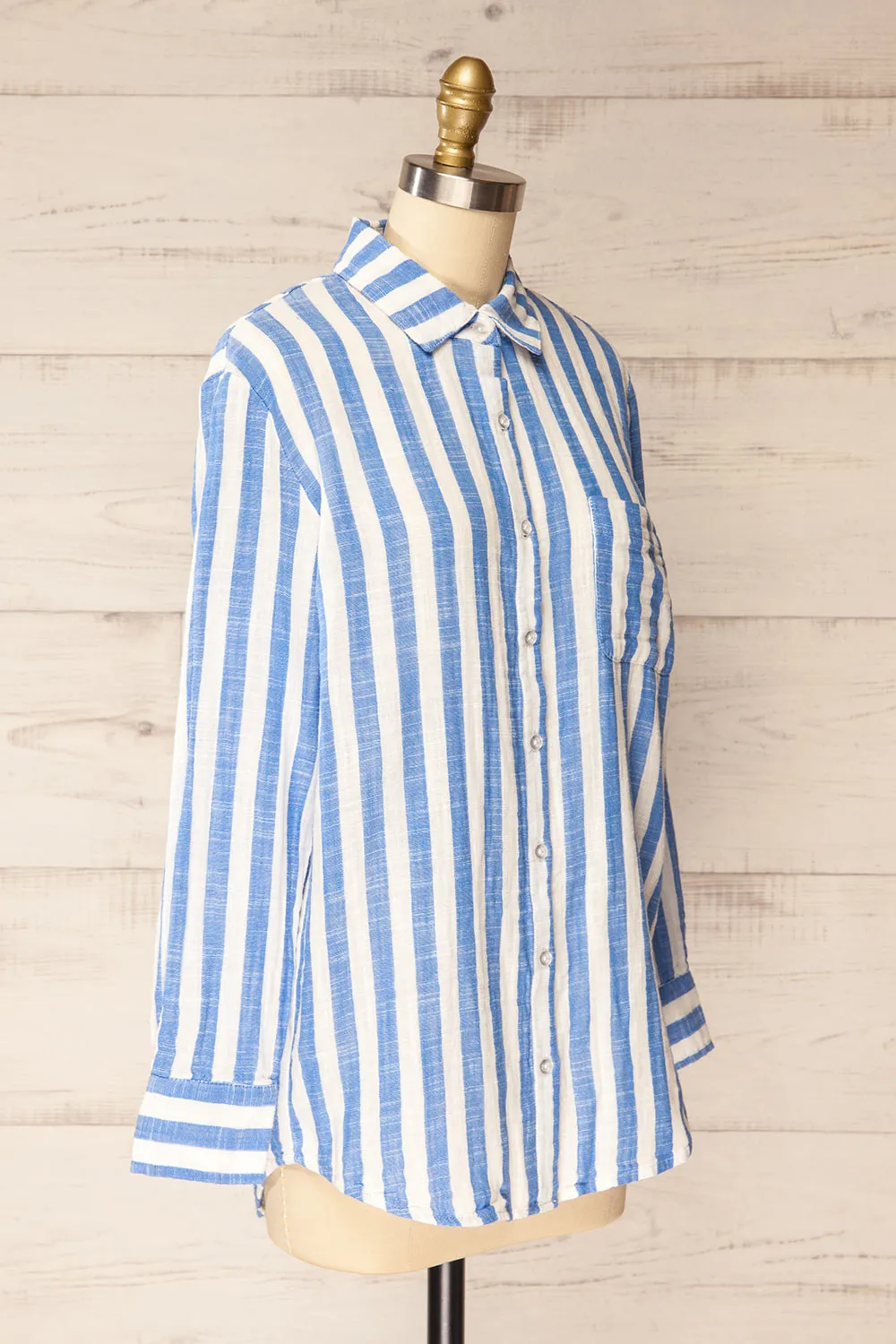 Cucuta | Blue Striped Cotton Shirt sold by Boutique 1861 product image thumbnail 5