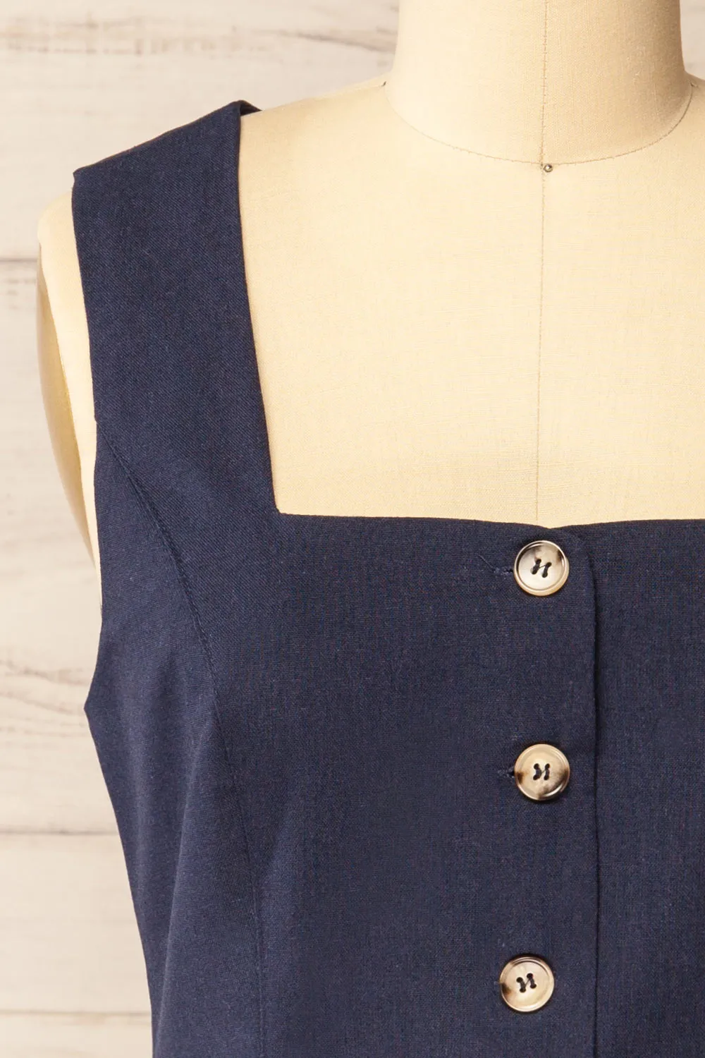 Danda Navy | Longline Button-Down Vest Top sold by Boutique 1861 product image thumbnail 2