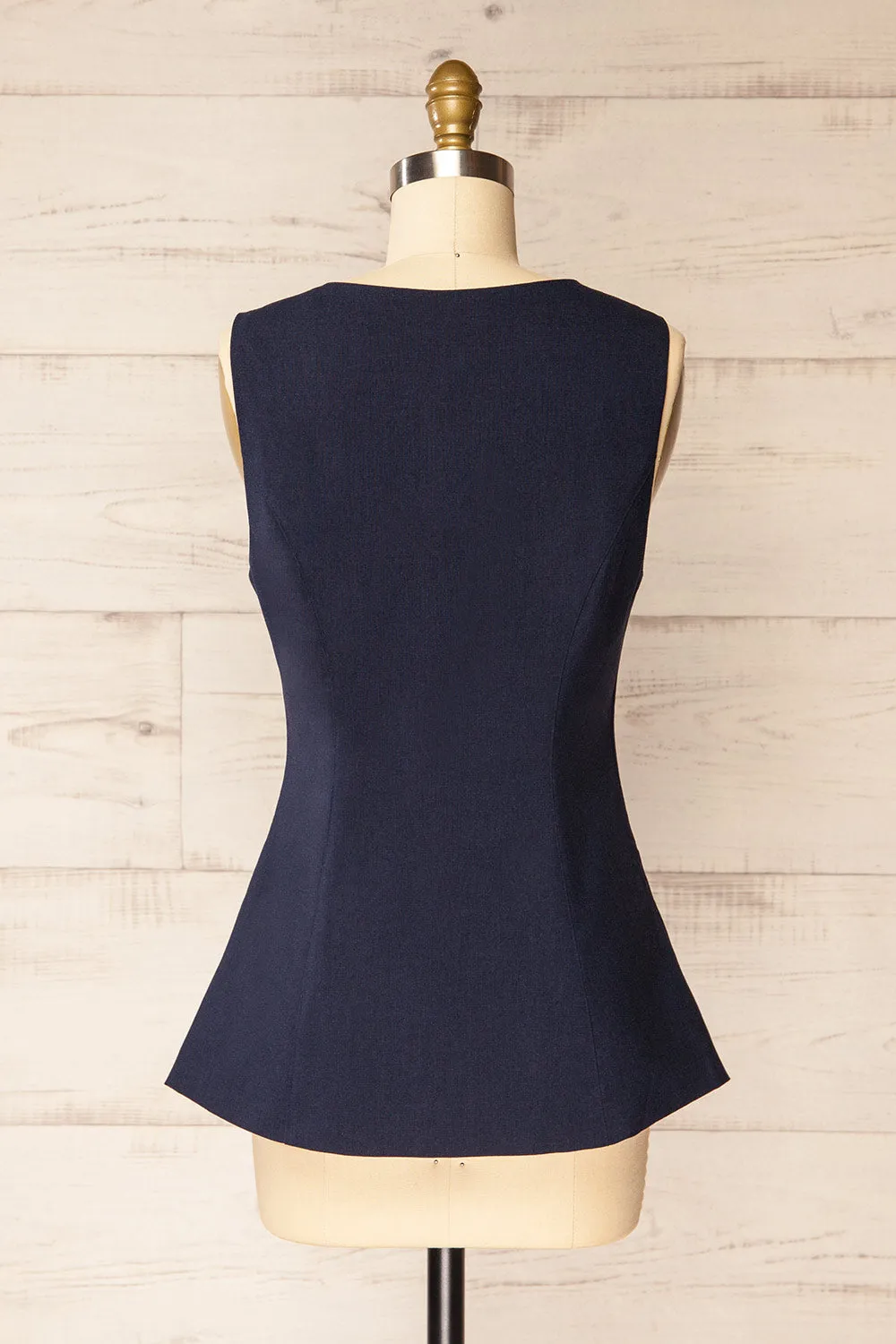 Danda Navy | Longline Button-Down Vest Top sold by Boutique 1861 product image thumbnail 5