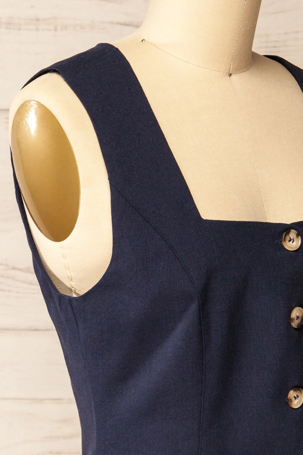 Danda Navy | Longline Button-Down Vest Top sold by Boutique 1861 product image thumbnail 4