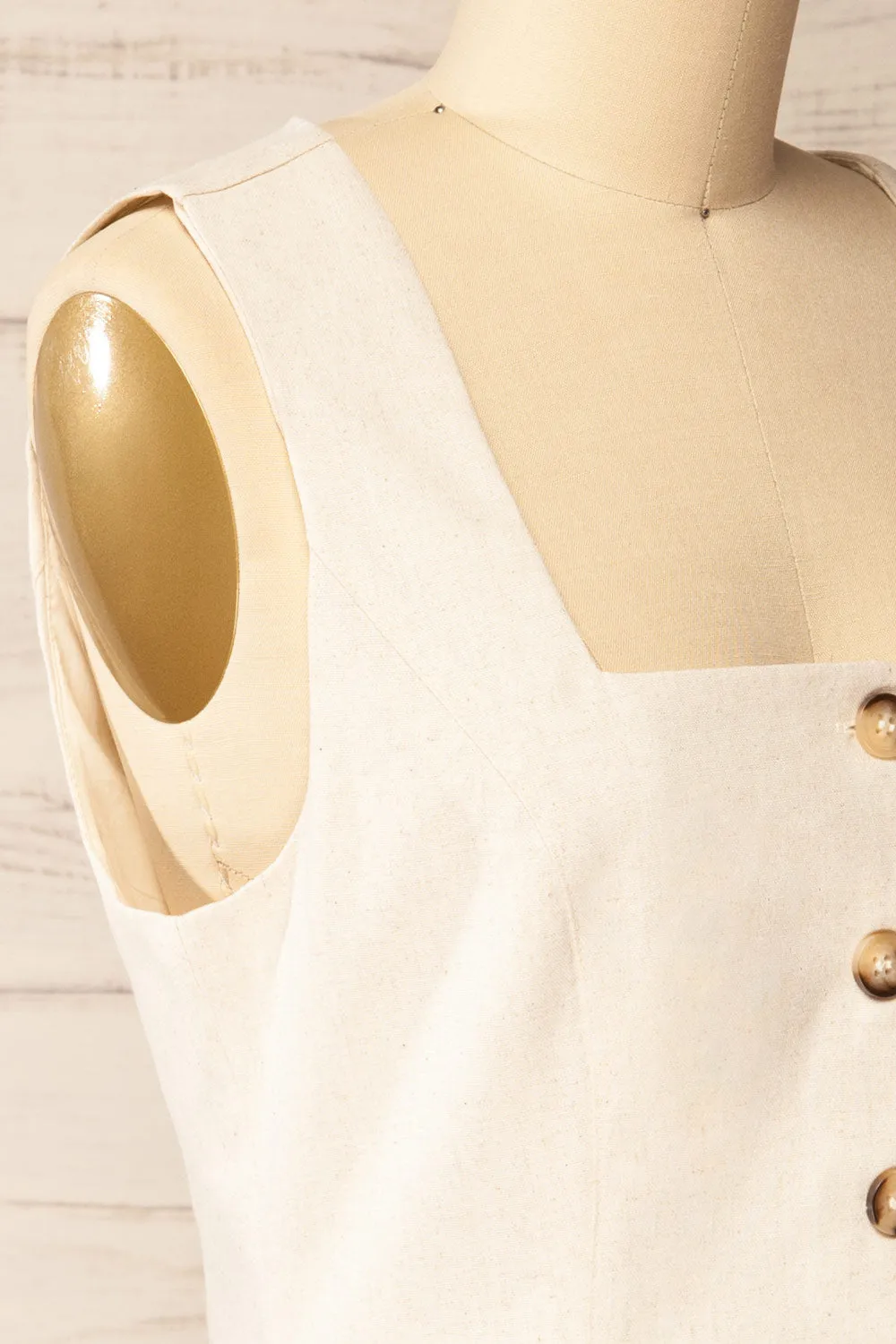 Danda Beige | Longline Button-Down Vest Top sold by Boutique 1861 product image thumbnail 4