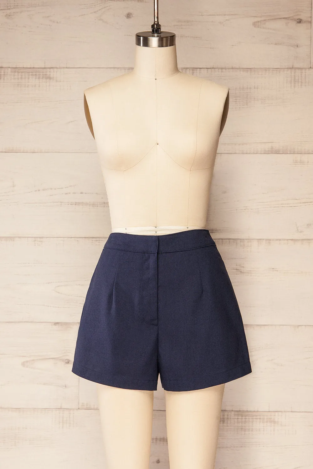 Cuiaba Navy | Mid-Waisted Shorts with Pockets sold by Boutique 1861