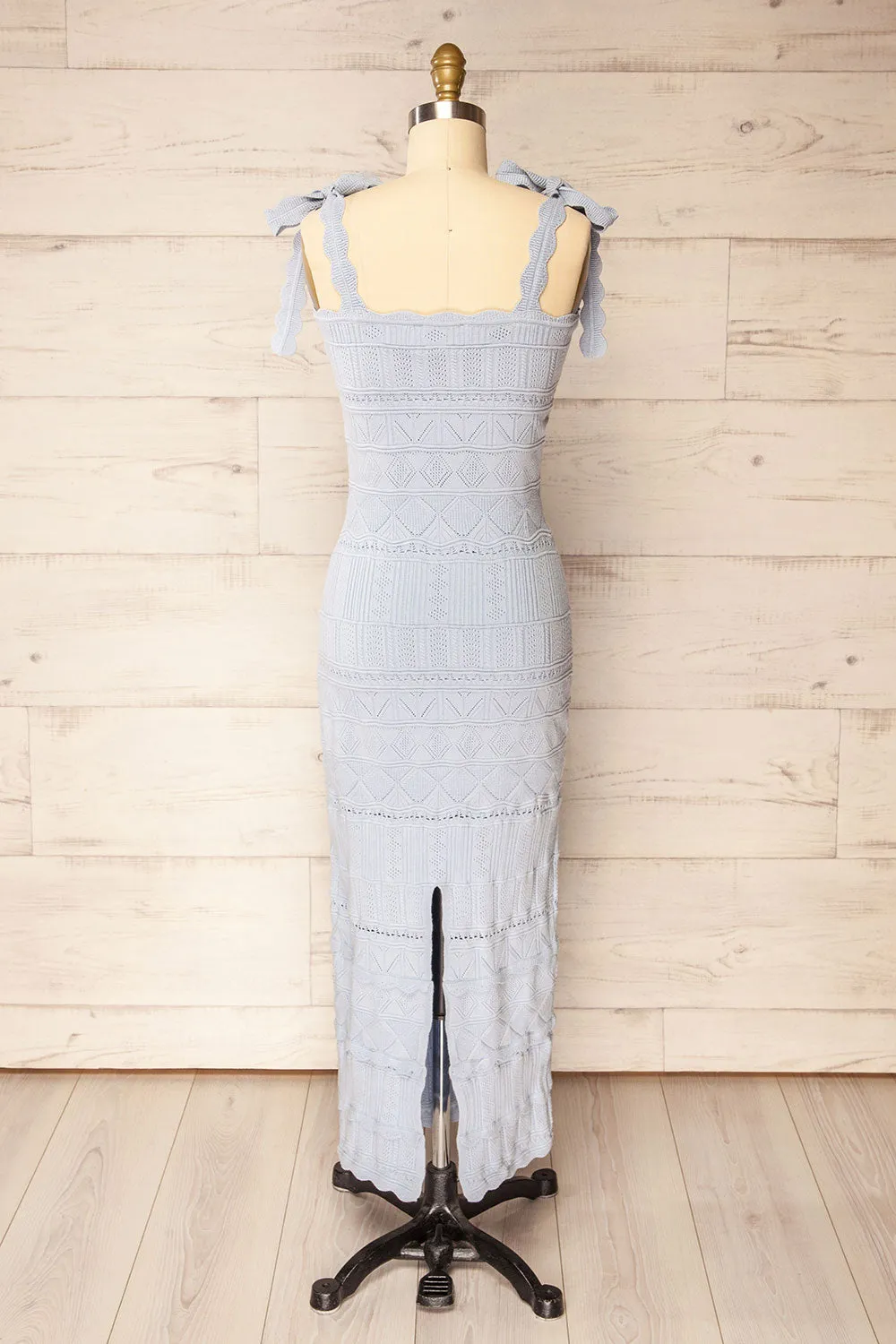 Hebi Blue Long Openwork Knit Dress sold by Boutique 1861 product image thumbnail 5