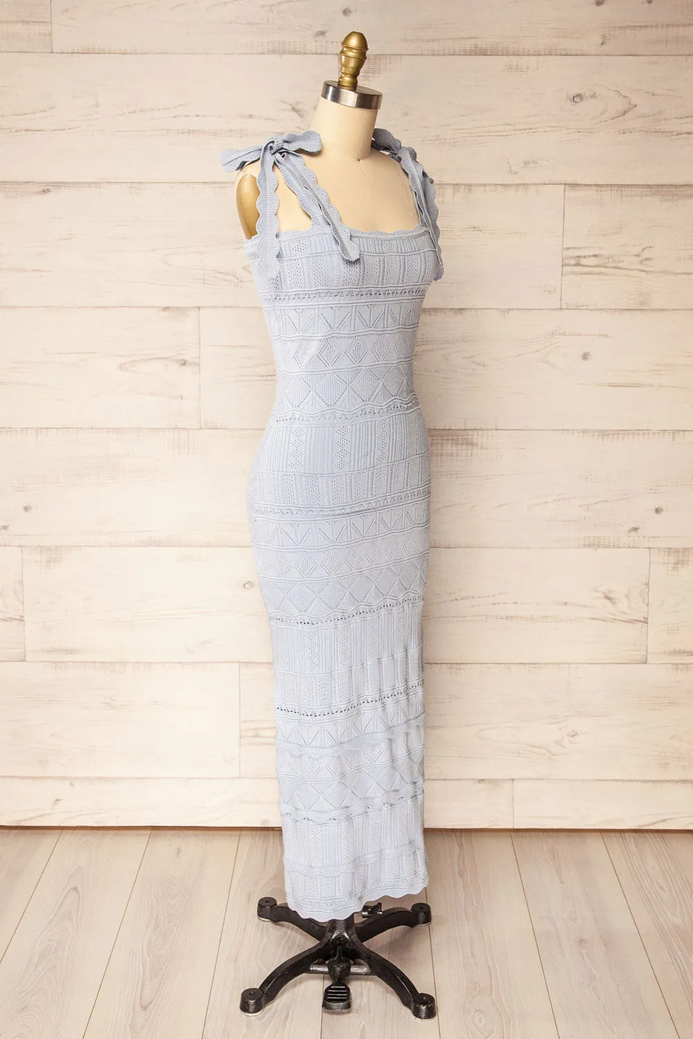 Hebi Blue Long Openwork Knit Dress sold by Boutique 1861 product image thumbnail 3