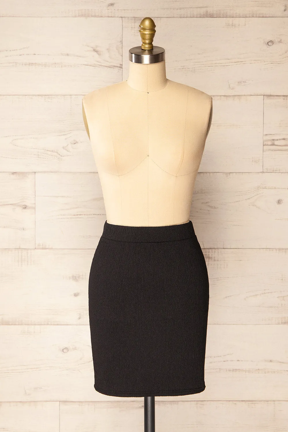 Asher Black | Textured Mini Skirt sold by Boutique 1861