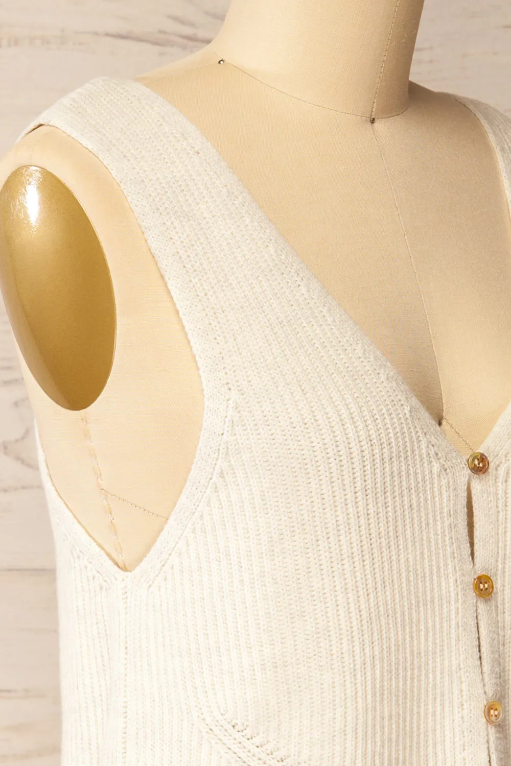 Leuven | Beige Button-Up Knit Tank Top sold by Boutique 1861 product image thumbnail 4