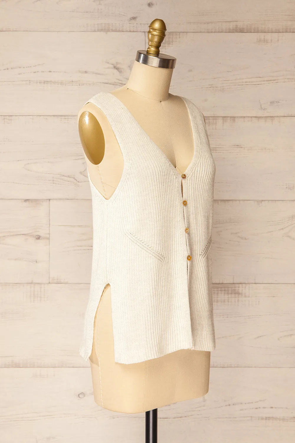 Leuven | Beige Button-Up Knit Tank Top sold by Boutique 1861 product image thumbnail 3