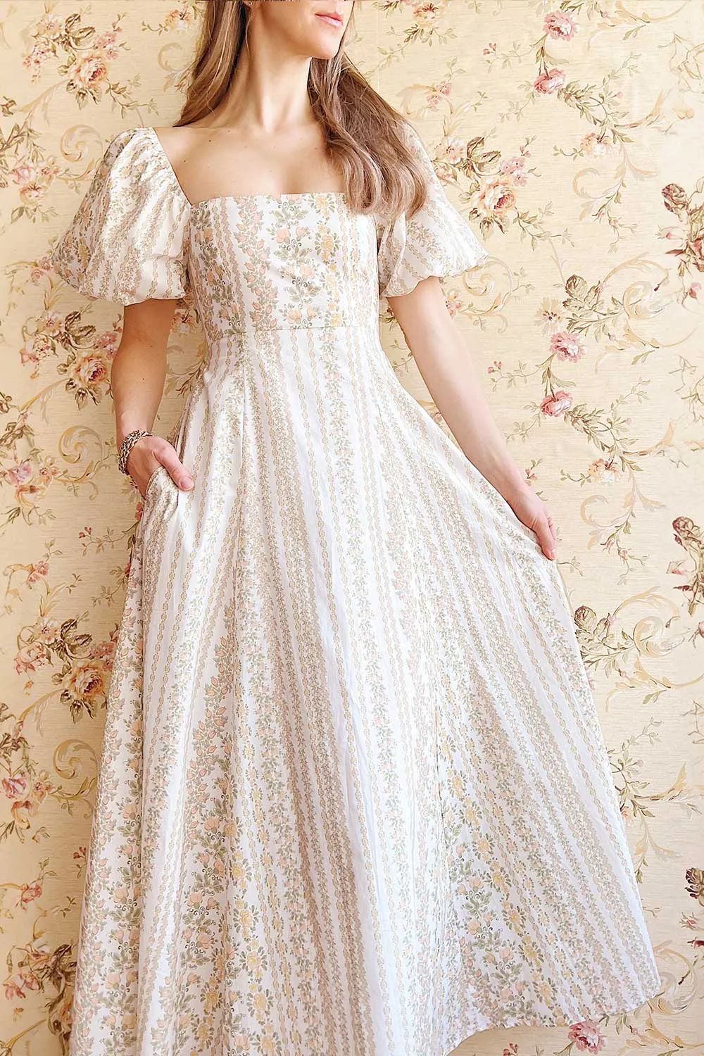 Bachira | Long Floral Dress with Back Tie and Pockets sold by Boutique 1861 product image thumbnail 2