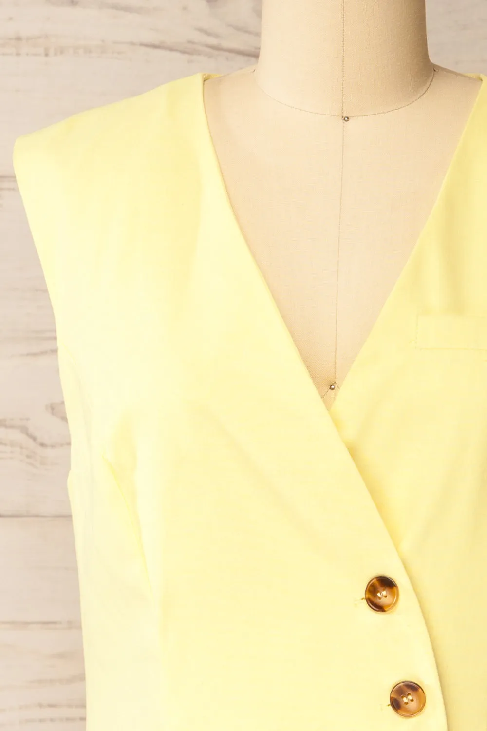 Lwang Light Yellow | Longline Button-Down Vest Top sold by Boutique 1861 product image thumbnail 2