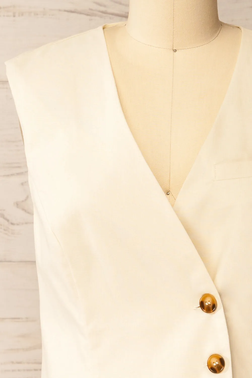 Lwang Beige | Longline Button-Down Vest Top sold by Boutique 1861 product image thumbnail 2