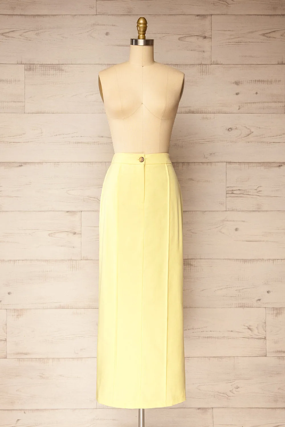 Kakani Light Yellow | High-Waisted Straight Midi Skirt sold by Boutique 1861
