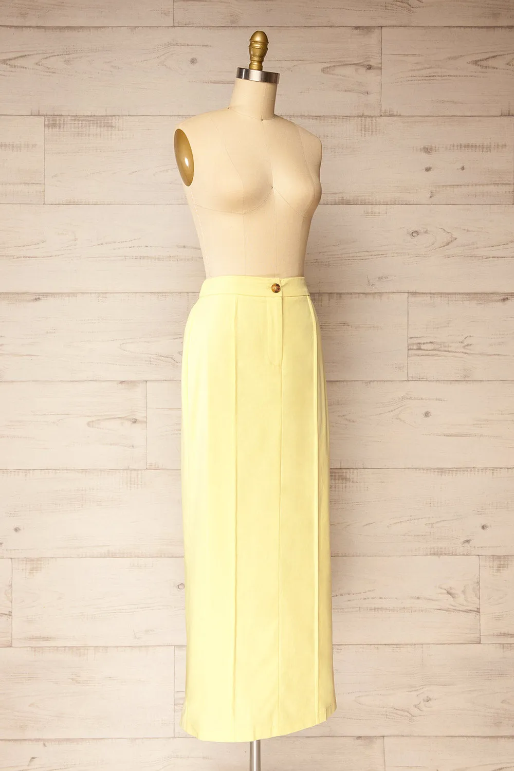Kakani Light Yellow | High-Waisted Straight Midi Skirt sold by Boutique 1861 product image thumbnail 3