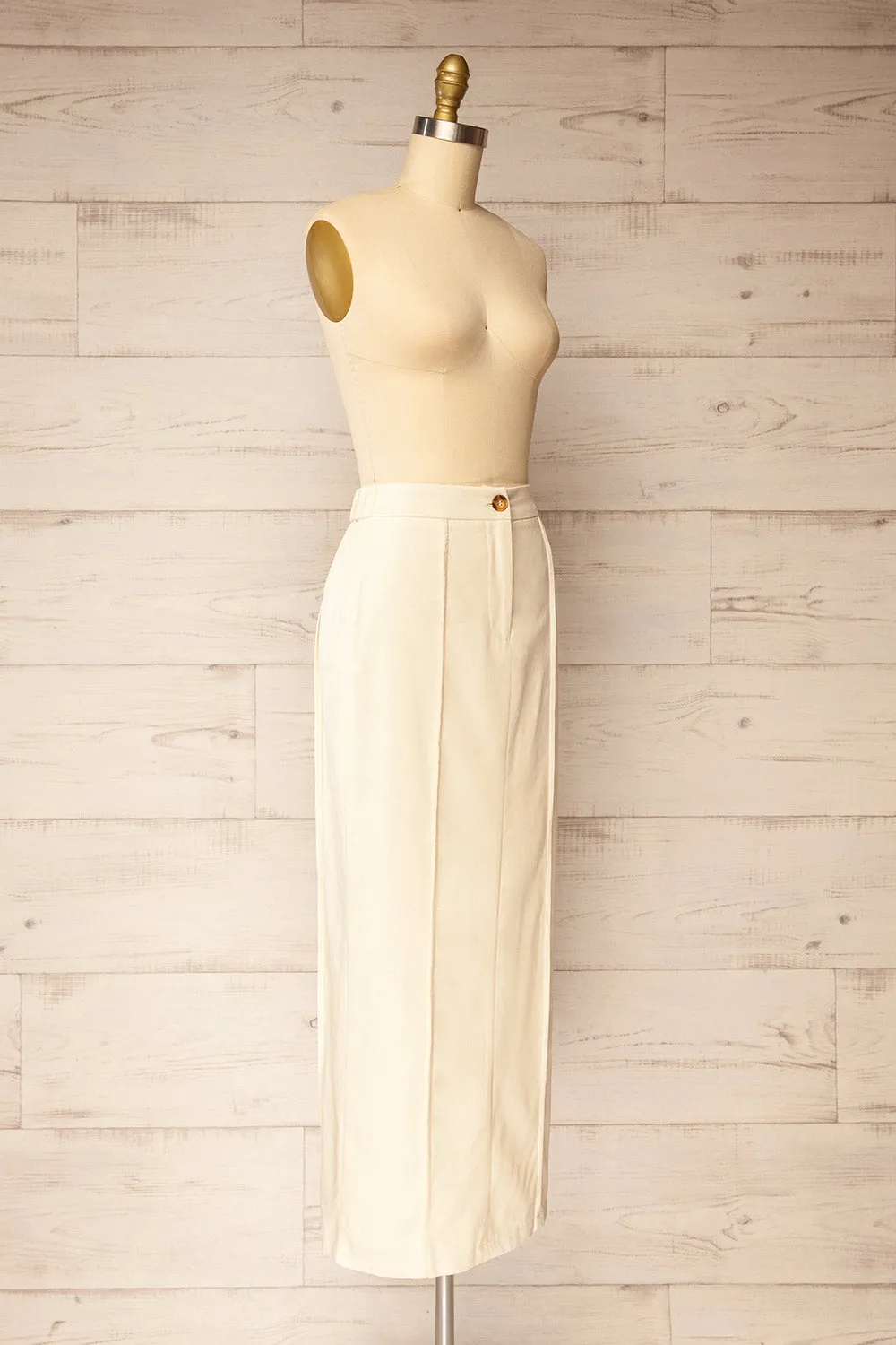 Kakani Beige | High-Waisted Straight Midi Skirt sold by Boutique 1861 product image thumbnail 3