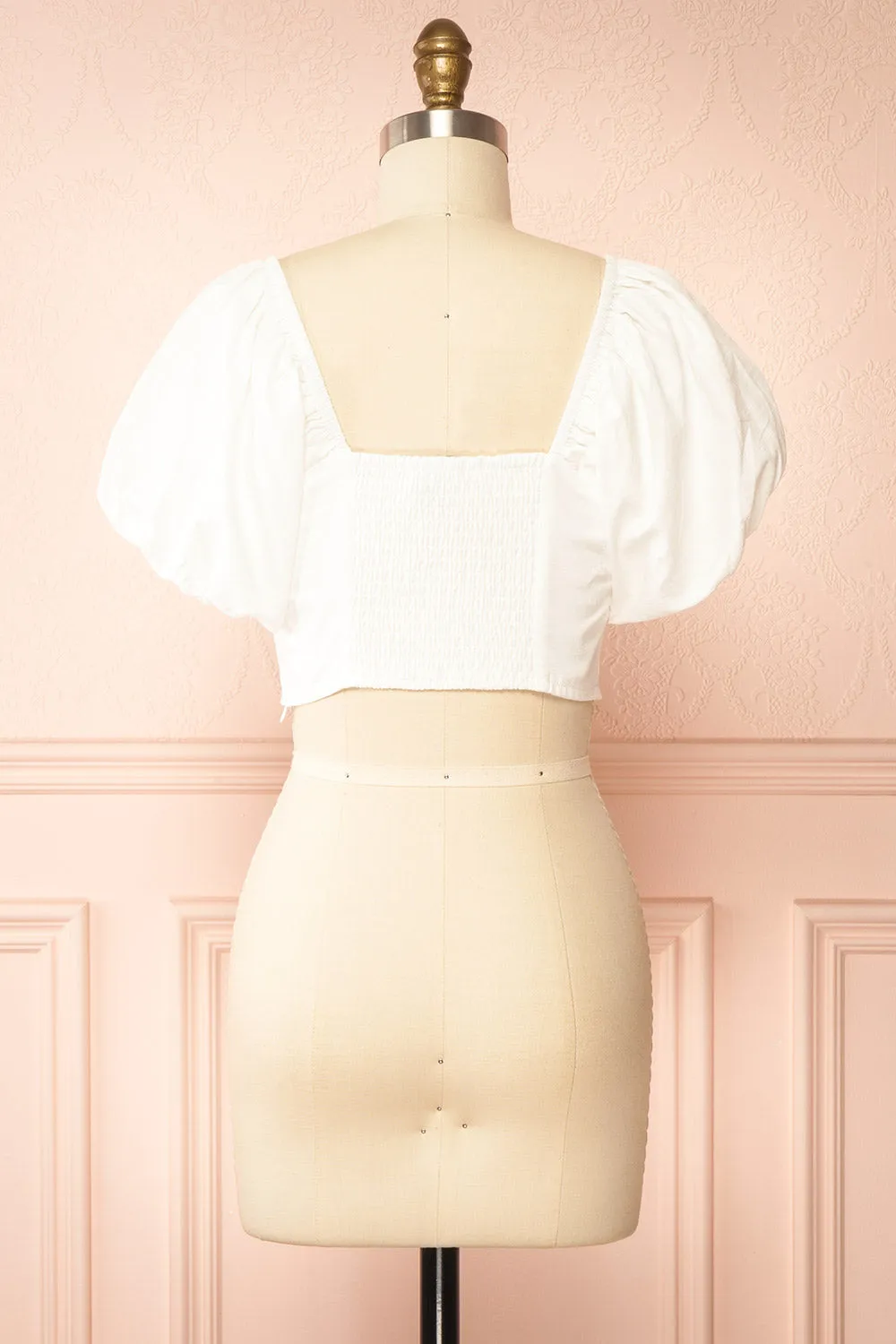 Sonnet | White Corset Top with Blue Floral Embroidery sold by Boutique 1861 product image thumbnail 5