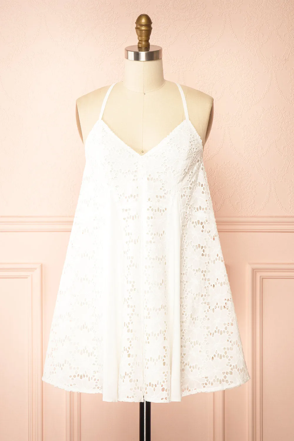 Alexandrine | Short White Openwork Dress sold by Boutique 1861