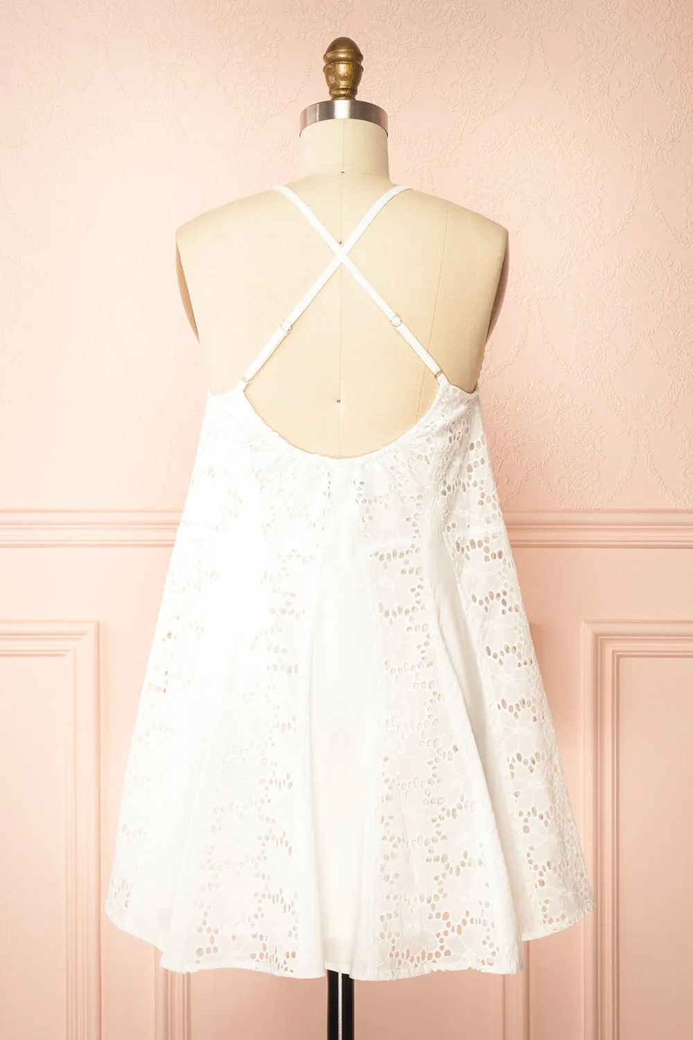 Alexandrine | Short White Openwork Dress sold by Boutique 1861 product image thumbnail 4
