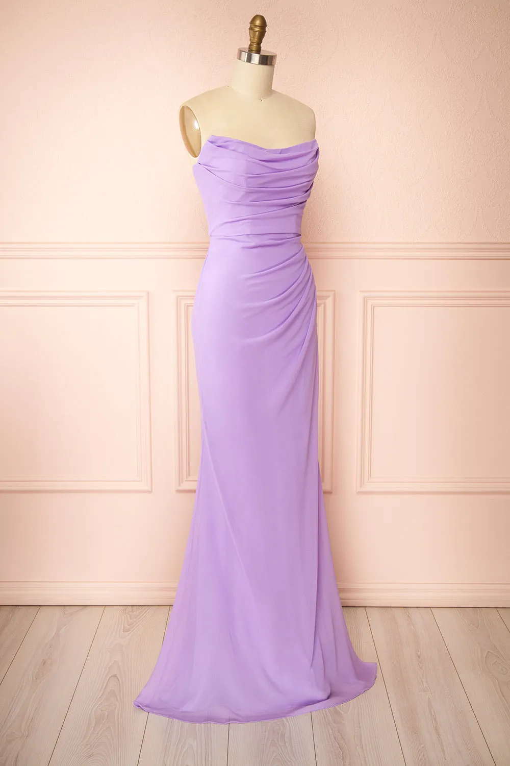 Marylin Lavender | Mermaid Draped Chiffon Dress sold by Boutique 1861 product image thumbnail 4