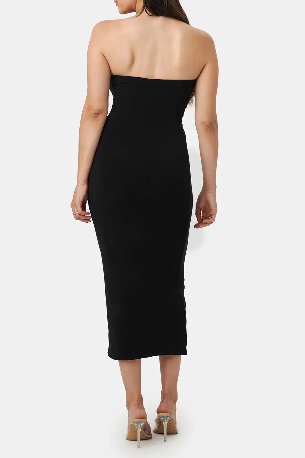 Victorya Black | Strapless Fitted Midi Dress sold by Boutique 1861 product image thumbnail 3