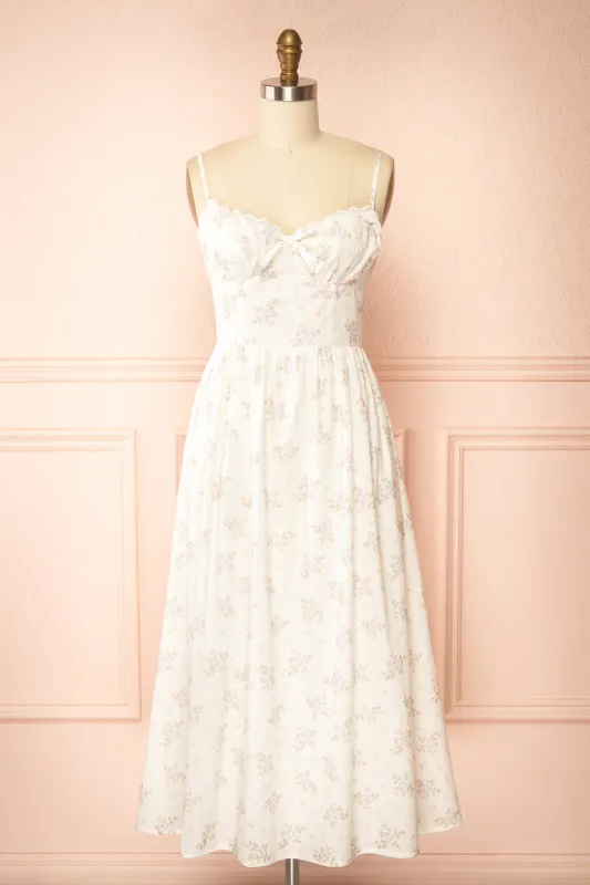 Dehina | Long Floral Dress with Bow and Pockets sold by Boutique 1861