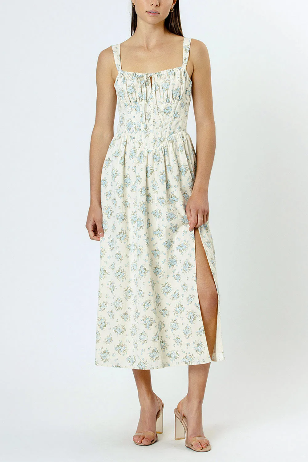 Chinaka | Midi Floral Corset Dress with High Slit sold by Boutique 1861 product image thumbnail 2